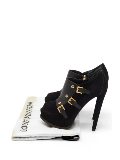 Pre-owned Louis Vuitton Peep-toe Platform Sandals In Black