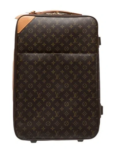 Pre-owned Louis Vuitton Pegase 50 Lv Monogram Suitcase In Brown