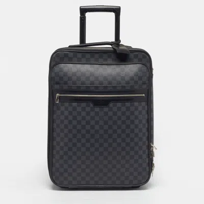 Pre-owned Louis Vuitton Pegase 55 Business Damier Graphite Canvas Suitcase In Black