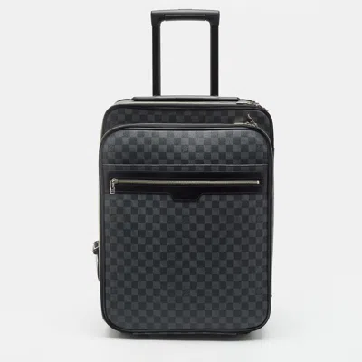 Pre-owned Louis Vuitton Pegase 55 Business Damier Graphite Canvas Suitcase In Black