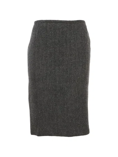 Pre-owned Louis Vuitton Pencil Midi Skirt In Gray