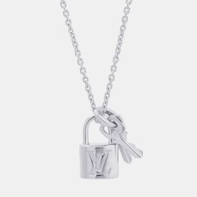 Pre-owned Louis Vuitton Pendant Lock It Necklace 18k White Gold