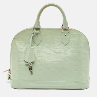 Pre-owned Louis Vuitton Peppermint Electric Epi Leather Alma Pm Bag In Green