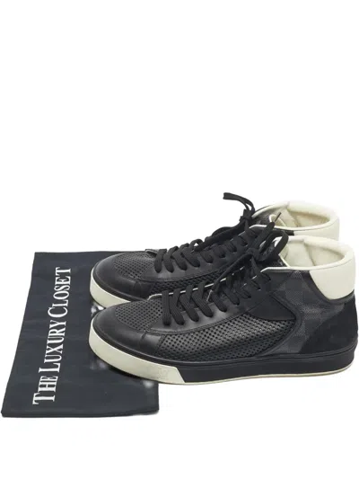 Pre-owned Louis Vuitton Perforated High-top Sneakers In Black