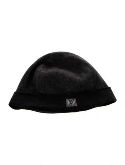 Pre-owned Louis Vuitton Petit Damier Graphite Beanie In Black