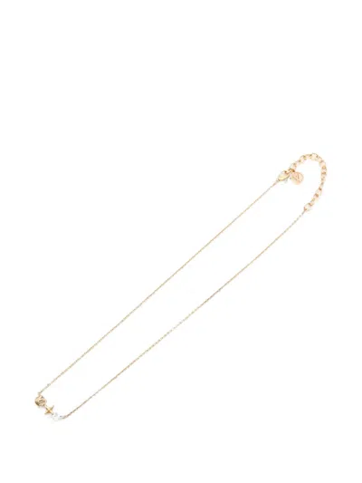 Pre-owned Louis Vuitton Petit Louis Rhinestone Necklace In Gold