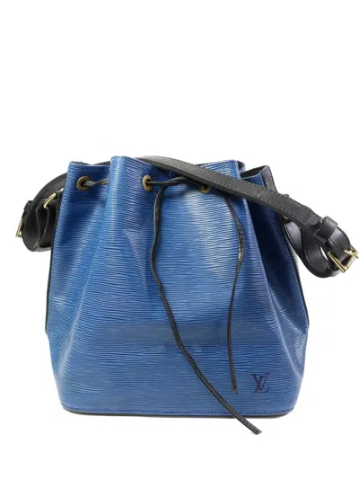 Pre-owned Louis Vuitton Petit Noe Calfskin Bucket Bag In Blue