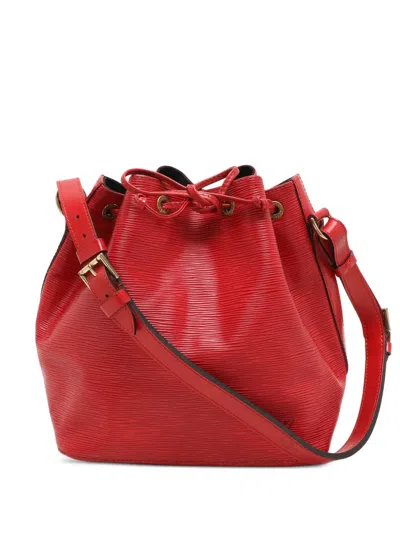 Pre-owned Louis Vuitton Petit Noe Leather Bucket Bag In Red