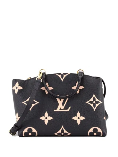 Pre-owned Louis Vuitton Petit Palais Handbag Bicolor Monogram Empreinte Giant Satchel In Black