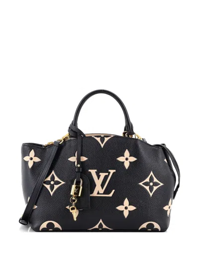 Pre-owned Louis Vuitton Petit Palais Handbag Bicolor Monogram Empreinte Giant Satchel In Black