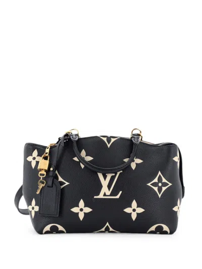 Pre-owned Louis Vuitton Petit Palais Handbag Bicolor Monogram Empreinte Giant Satchel In Black