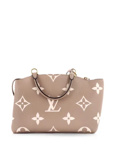 Pre-owned Louis Vuitton Petit Palais Handbag Bicolor Monogram Empreinte Giant Satchel In Neutral