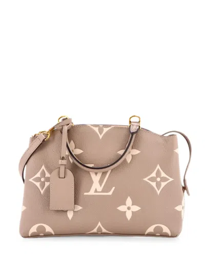 Pre-owned Louis Vuitton Petit Palais Handbag Bicolor Monogram Empreinte Giant Satchel In Neutral