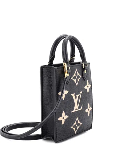 Pre-owned Louis Vuitton Petit Sac Plat Bag Bicolor Monogram Empreinte Giant Crossbody Bag In Black