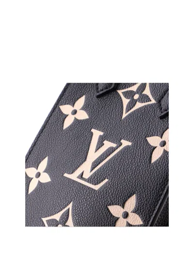 Pre-owned Louis Vuitton Petit Sac Plat Bag Bicolor Monogram Empreinte Giant Crossbody Bag In Black