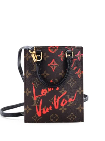 Pre-owned Louis Vuitton Petit Sac Plat Bag Limited Edition Fall In Love Monogram Canvas Tote Bag In Brown