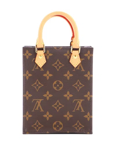 Pre-owned Louis Vuitton Petit Sac Plat Bag Monogram Canvas Crossbody Bag In Brown