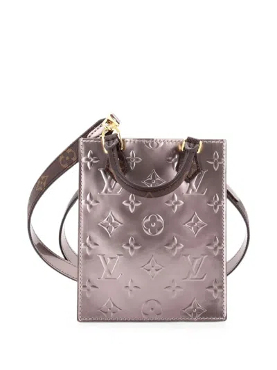 Pre-owned Louis Vuitton Petit Sac Plat Bag Monogram Vernis With Monogram Canvas Crossbody Bag In Brown