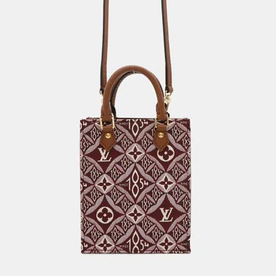 Pre-owned Louis Vuitton Petit Sac Plat Bordeaux Monogram Jacquard Since 1854