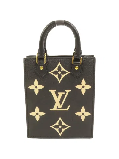 Pre-owned Louis Vuitton Petit Sac Plat Monogram Mini Tote Bag In Black