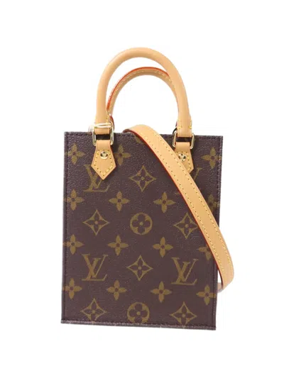Pre-owned Louis Vuitton Petit Sac Plat Monogram Tote Bag In Brown