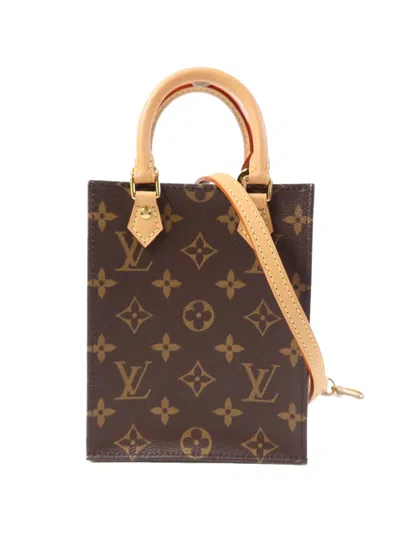 Pre-owned Louis Vuitton Petit Sac Plat Monogram Tote Bag In Brown