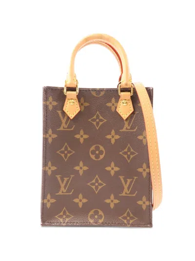 Pre-owned Louis Vuitton Petit Sac Plat Monogram Tote Bag In Brown