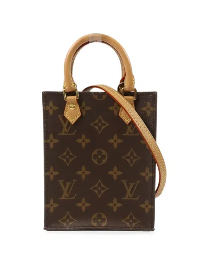 Pre-owned Louis Vuitton Petit Sac Plat Monogram Tote Bag In Brown
