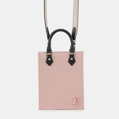 Pre-owned Louis Vuitton Petit Sac Plat Rose Ballerine/beige Epi Leather In Sand