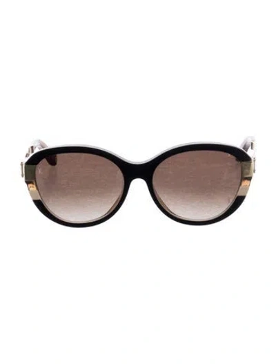 Pre-owned Louis Vuitton Petit Soupçon Oversize Sunglasses In Black/gold