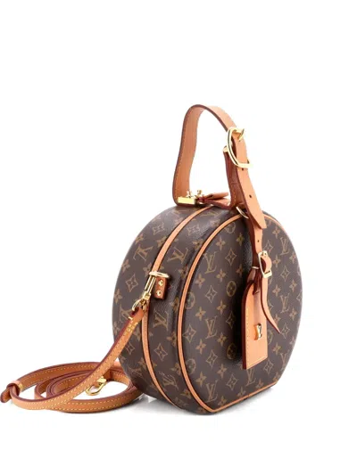 Pre-owned Louis Vuitton Petite Boite Chapeau Bag Monogram Canvas Crossbody Bag In Brown