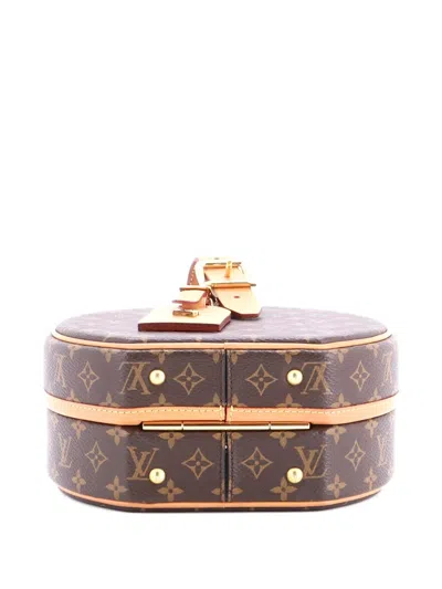 Pre-owned Louis Vuitton Petite Boite Chapeau Bag Monogram Canvas Crossbody Bag In Brown