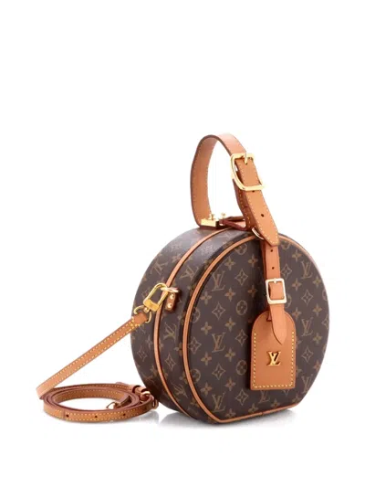 Pre-owned Louis Vuitton Petite Boite Chapeau Bag Monogram Canvas Crossbody Bag In Brown