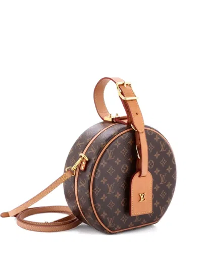 Pre-owned Louis Vuitton Petite Boite Chapeau Bag Monogram Canvas Crossbody Bag In Brown
