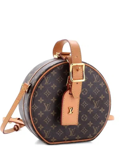 Pre-owned Louis Vuitton Petite Boite Chapeau Bag Monogram Canvas Crossbody Bag In Brown