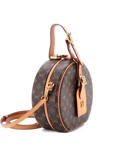 Pre-owned Louis Vuitton Petite Boite Chapeau Bag Monogram Canvas Crossbody Bag In Brown