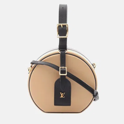 Pre-owned Louis Vuitton Petite Boite Chapeau Handbag Leather Beige/black In Sand