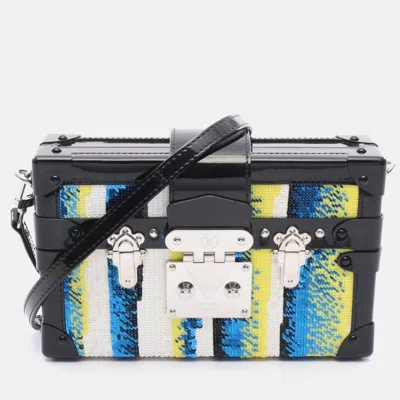 Pre-owned Louis Vuitton Petite Malle Blue Multicolor/black Patent Leather Sequin Shoulder Bag