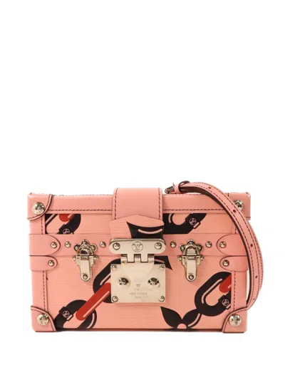 Pre-owned Louis Vuitton Petite Malle Épi Leather Chain-flower Cross Body Bag In Pink