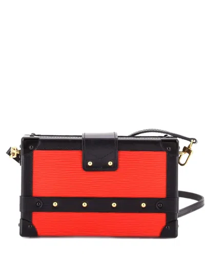 Pre-owned Louis Vuitton Petite Malle Handbag Epi Leather Clutch Bag In Red