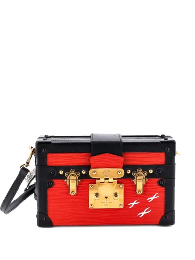Pre-owned Louis Vuitton Petite Malle Handbag Epi Leather Clutch Bag In Red