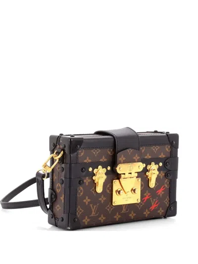 Pre-owned Louis Vuitton Petite Malle Handbag Monogram Canvas Clutch Bag In Black