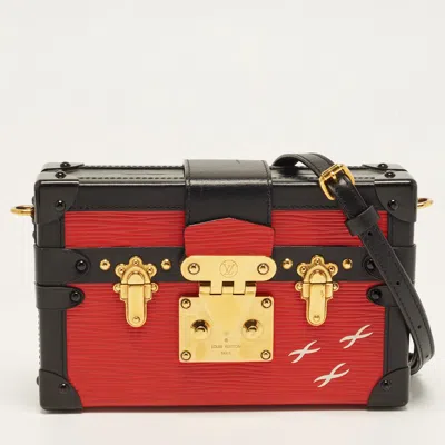 Pre-owned Louis Vuitton Petite Malle Red/black Epi Leather Bag