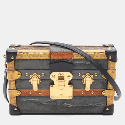 Pre-owned Louis Vuitton Petite Malle Shoulder Bag Coated Canvas And Leather Gray Brown Multicolor