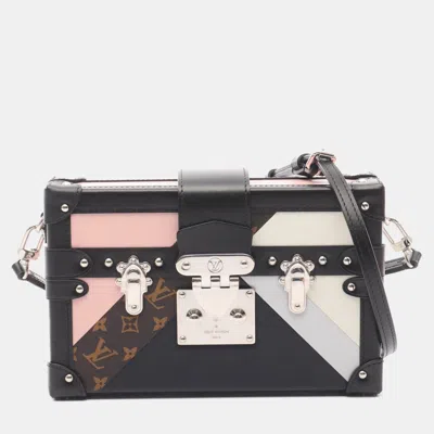 Pre-owned Louis Vuitton Petite Malle Shoulder Bag In Leather And Coated Canvas With Monogram Design Pink Multicolor