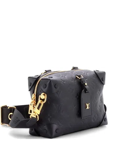 Pre-owned Louis Vuitton Petite Malle Souple Handbag Monogram Empreinte Leather Shoulder Bag In Black