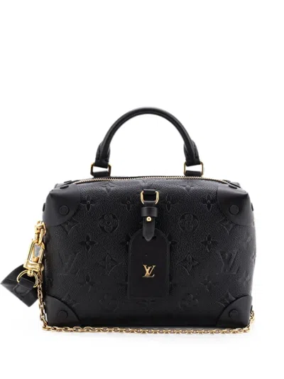 Pre-owned Louis Vuitton Petite Malle Souple Handbag Monogram Empreinte Leather Shoulder Bag In Black