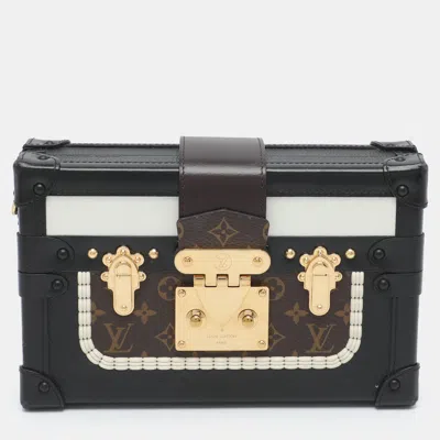 Pre-owned Louis Vuitton Petite Malle Trompe L'oeil Braid Black Leather And Monogram Canvas Clutch