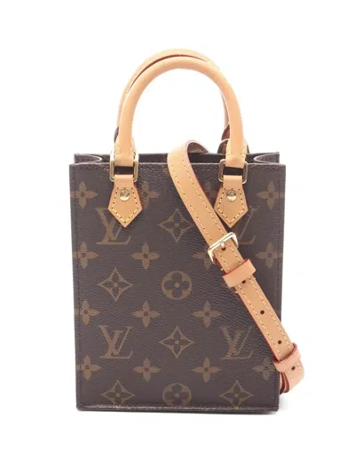 Pre-owned Louis Vuitton Petite Sac Plat Monogram Tote Bag In Brown
