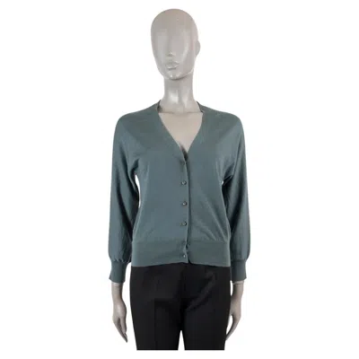 Pre-owned Louis Vuitton Petrol Blue Cashmere Crystal Button Cardigan Sweater M